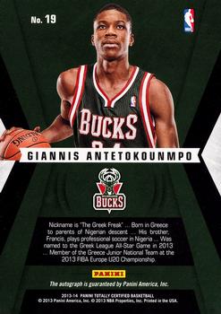 2013-14 Panini Totally Certified - Rookie Roll Call Autographs #19 Giannis Antetokounmpo Back