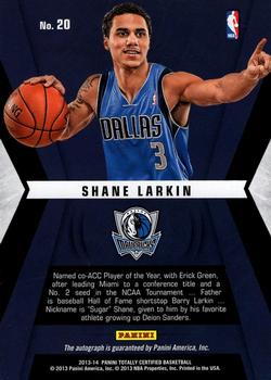 2013-14 Panini Totally Certified - Rookie Roll Call Autographs #20 Shane Larkin Back