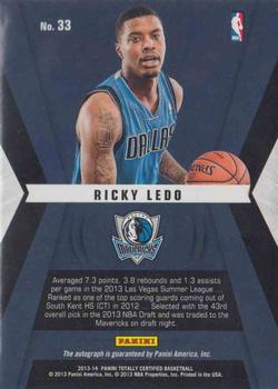 2013-14 Panini Totally Certified - Rookie Roll Call Autographs #33 Ricky Ledo Back