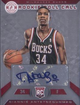 2013-14 Panini Totally Certified - Rookie Roll Call Autographs Red #19 Giannis Antetokounmpo Front