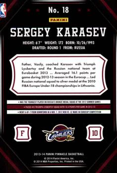 2013-14 Pinnacle #18 Sergey Karasev Back