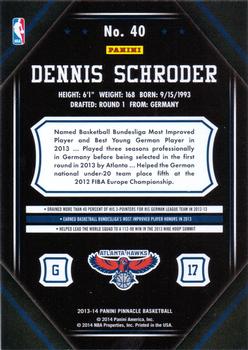 2013-14 Pinnacle #40 Dennis Schroder Back