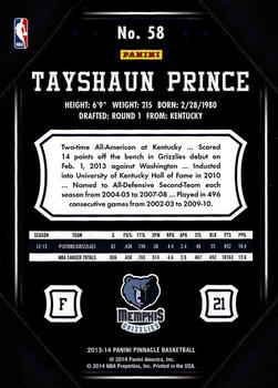 2013-14 Pinnacle #58 Tayshaun Prince Back
