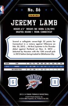 2013-14 Pinnacle #86 Jeremy Lamb Back