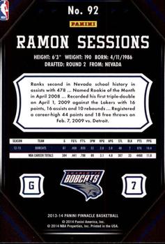 2013-14 Pinnacle #92 Ramon Sessions Back