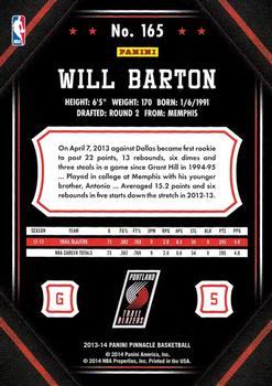 2013-14 Pinnacle #165 Will Barton Back