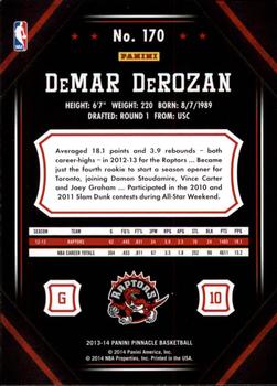 2013-14 Pinnacle #170 DeMar DeRozan Back
