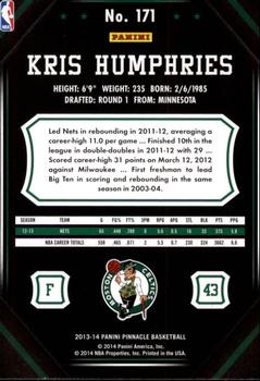 2013-14 Pinnacle #171 Kris Humphries Back
