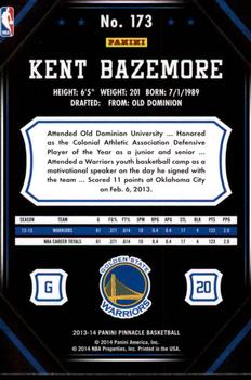 2013-14 Pinnacle #173 Kent Bazemore Back