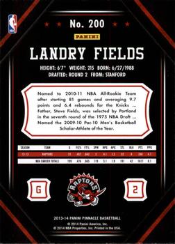 2013-14 Pinnacle #200 Landry Fields Back