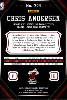 2013-14 Pinnacle #204 Chris Andersen Back