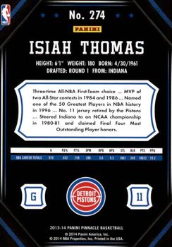 2013-14 Pinnacle #274 Isiah Thomas Back