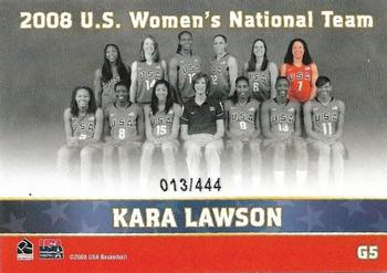 2008 Rittenhouse WNBA - 2008 U.S. Women's National Team #G5 Kara Lawson Back