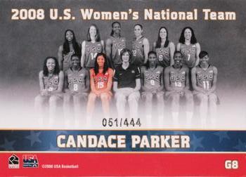 2008 Rittenhouse WNBA - 2008 U.S. Women's National Team #G8 Candace Parker Back