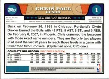 2008-09 Topps Chrome #1 Chris Paul Back