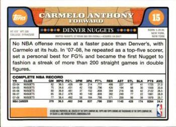 2008-09 Topps Chrome #15 Carmelo Anthony Back