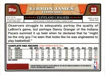2008-09 Topps Chrome #23 LeBron James Back