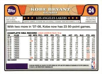 2008-09 Topps Chrome #24 Kobe Bryant Back