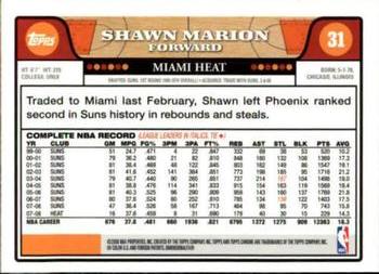 2008-09 Topps Chrome #31 Shawn Marion Back