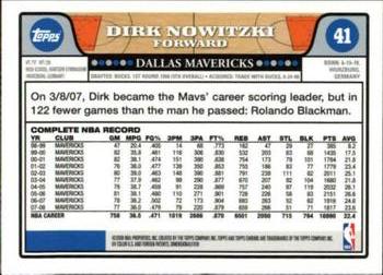 2008-09 Topps Chrome #41 Dirk Nowitzki Back