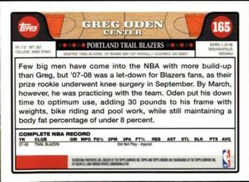 2008-09 Topps Chrome #165 Greg Oden Back