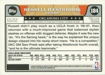 2008-09 Topps Chrome #184 Russell Westbrook Back