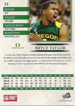 2008 Press Pass #32 Bryce Taylor Back