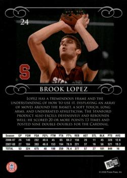 2008-09 Press Pass Legends #24 Brook Lopez Back