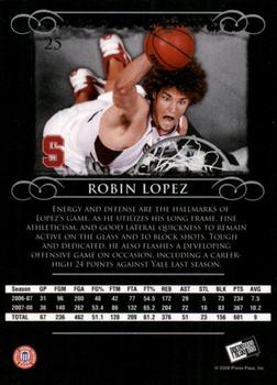 2008-09 Press Pass Legends #25 Robin Lopez Back