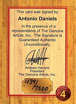 1997 Genuine Article - Autographs #4 Antonio Daniels Back