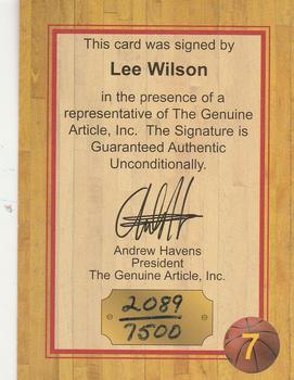1997 Genuine Article - Autographs #7 Lee Wilson Back