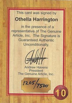 1997 Genuine Article - Autographs #10 Othella Harrington Back