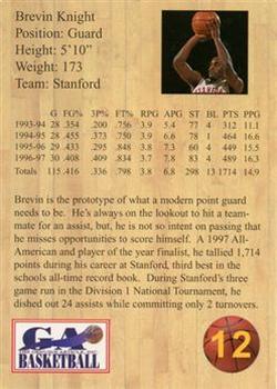 1997 Genuine Article - Autographs #12 Brevin Knight Back
