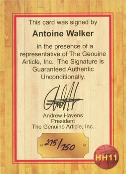 1997 Genuine Article - Hometown Heroes Autographs #HH11 Antoine Walker Back