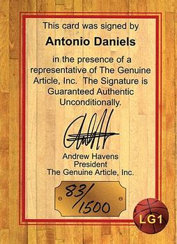 1997 Genuine Article - Lottery Gems Autographs #LG1 Antonio Daniels Back