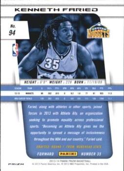 2013-14 Panini Prizm - Prizms Red #94 Kenneth Faried Back