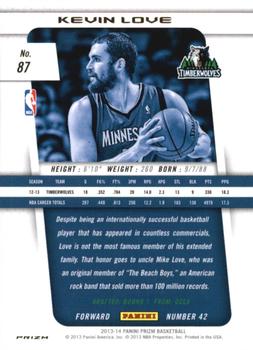 2013-14 Panini Prizm - Prizms Red White and Blue Mosaic #87 Kevin Love Back