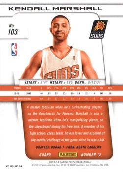 2013-14 Panini Prizm - Prizms Red White and Blue Mosaic #103 Kendall Marshall Back