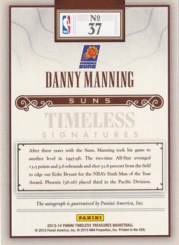 2013-14 Panini Timeless Treasures - Timeless Signatures #37 Danny Manning Back