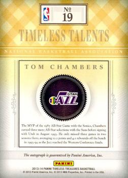 2013-14 Panini Timeless Treasures - Timeless Talents #19 Tom Chambers Back