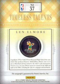 2013-14 Panini Timeless Treasures - Timeless Talents Sapphire #37 Len Elmore Back