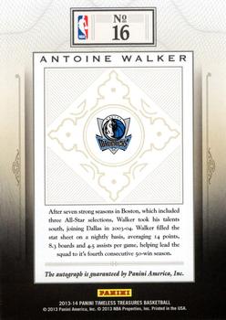 2013-14 Panini Timeless Treasures - Treasured Ink #16 Antoine Walker Back