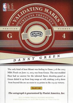 2013-14 Panini Timeless Treasures - Validating Marks #15 Danny Green Back