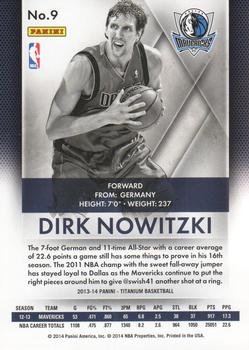 2013-14 Panini Titanium #9 Dirk Nowitzki Back