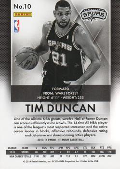 2013-14 Panini Titanium #10 Tim Duncan Back