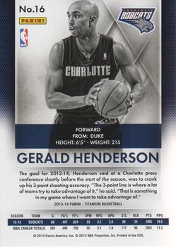 2013-14 Panini Titanium #16 Gerald Henderson Back