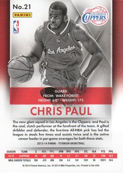 2013-14 Panini Titanium #21 Chris Paul Back