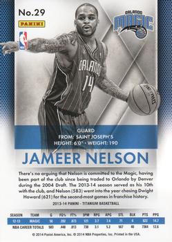 2013-14 Panini Titanium #29 Jameer Nelson Back