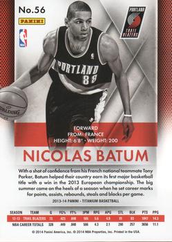 2013-14 Panini Titanium #56 Nicolas Batum Back