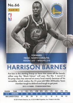 2013-14 Panini Titanium #66 Harrison Barnes Back